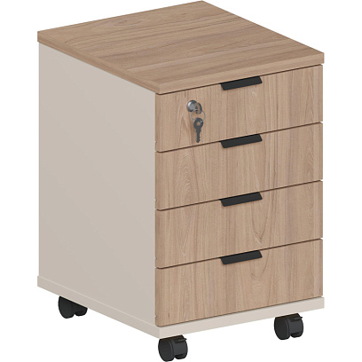 Тумба мобильная Комус Мебель Easy One 4 ящ. подкатн. Вяз Шв/Кшм (250555)