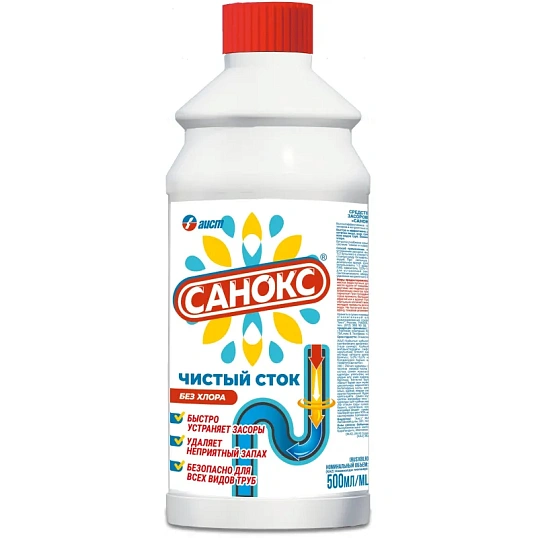 Средство для прочистки труб Санокс-чистый сток 500мл