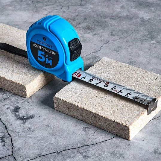 Рулетка TOPFORT BASIC 5мх19мм, пласт корпус, 2 стопора