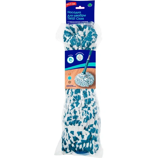 Насадка МОП для швабры TWISTClass с отжимом из хлопка и микрофибр 77161