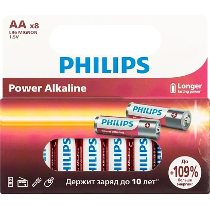 Батарейка Philips Power АА LR6-8BL/LR6P8W/51 алкалин. 1,5v 8 шт/уп