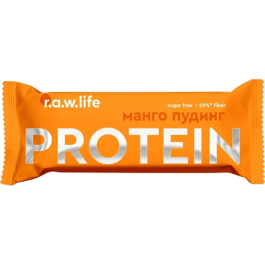 Батончик протеиновый R.A.W.life Манго пудинг 2026, 46гx15шт/уп