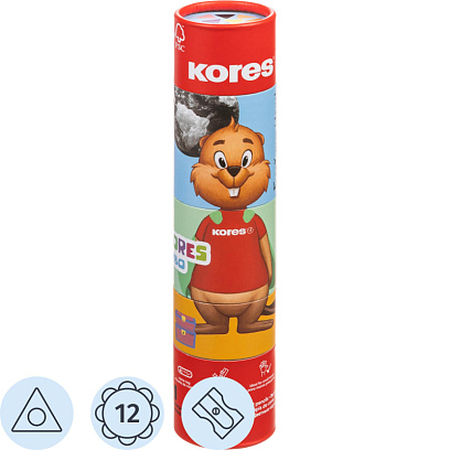 Карандаши цветные KOLORES трехгр. JUMBO 12шт/наб,точилка,карт.тубус 93515