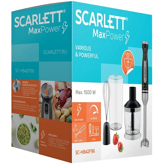 Блендер SCARLETT SC-HB42F96, погружной, 1500Вт, черный