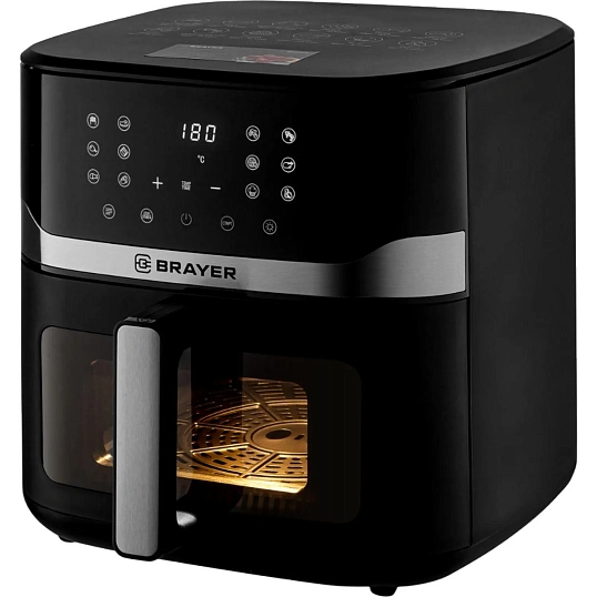 Аэрогриль BRAYER 2040BR,1800Вт,10л,t.200С,съем.реш,таймер,LCD-дисп,12прогр