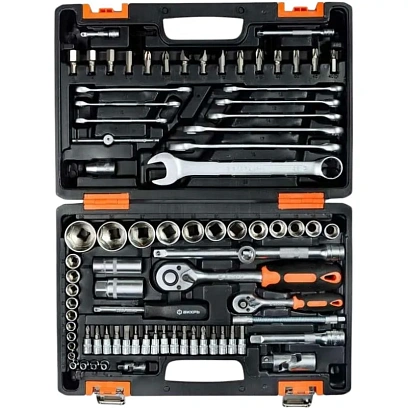 Набор инструментов АВТО, 1/2 , 1/4 , CrV, в кейсе 82 предм Вихрь