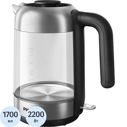 Чайник Philips HD9339/80, 2200Вт, 1,7л, стекло/нерж/черн. пластик