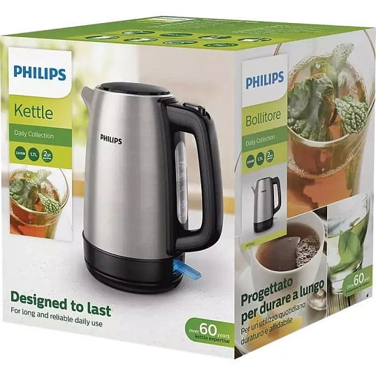 Чайник Philips HD9350/90, 2200Вт, 1,7л, нерж/черн. пластик