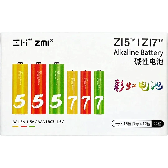 Батарейка алкалиновые Xiaomi ZMI Rainbow Zi5 AA/Zi7 AAA (12+12 шт.) (LR24)