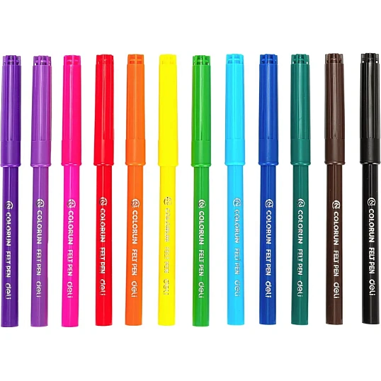 Фломастеры набор Deli  ColoRun вентилир. 12цв.пакет с европодвес., EC10003