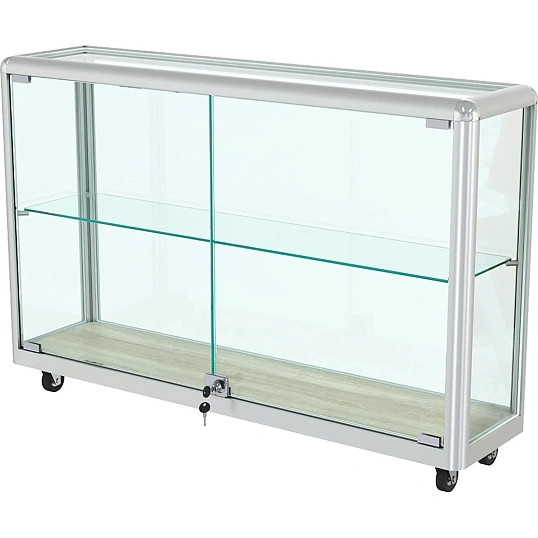 Витрина настольная из профиля на колесах. Дуб сонома