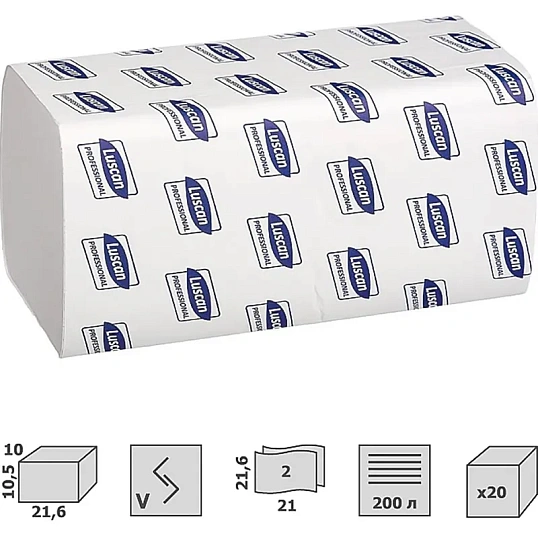 Полотенца бумажные д/дисп. Luscan Professional Vслож2 слбелвтор200л20пач/уп