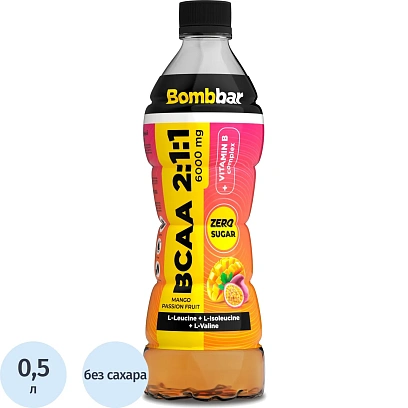 Напиток энергетический  б/а BOMBBAR BCAA манго-маракуйя ПЭТ 500 мл х 12