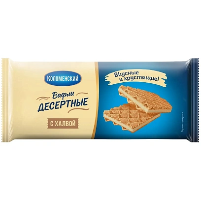 Вафли Коломенский Халва, глубокого рифления, 90г