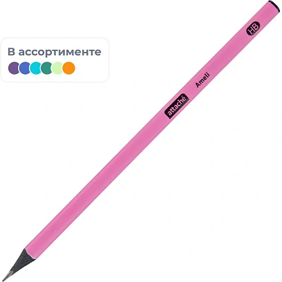 Карандаш чернографитный Attache Ameli HB б/ласт трехгр черн.дерево, в асс
