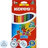 Карандаши цветные 12цв 3-гран,точилка Kores Jumbo 93512.01