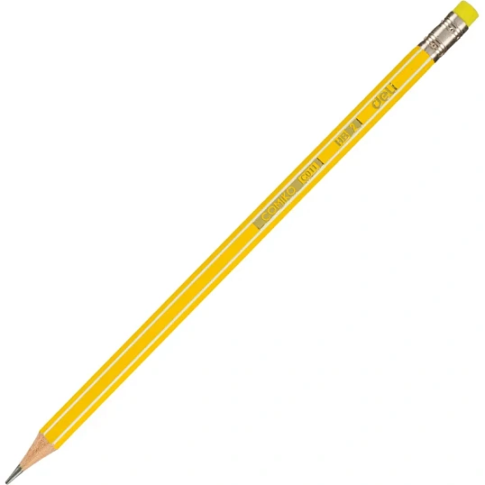 Карандаш чернографитный Deli EC011-HB шестигр., HB ластик, цвет АССОРТИ