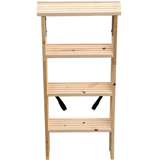 Стремянка деревянная двусторонняя с широкими ступенями 2х4 ступеней