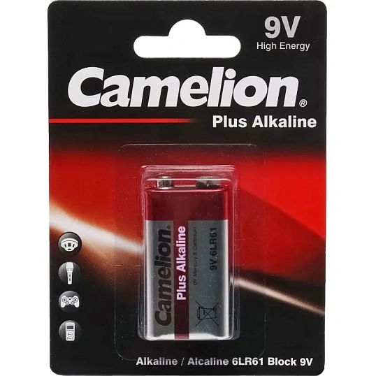Батарейка Camelion 6LR61 Plus Alkaline 1шт/бл (6LR61-BP1, 9В) (1655)