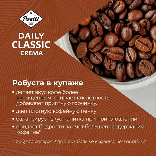 Кофе Poetti Daily Classic Crema в зернах, 250г