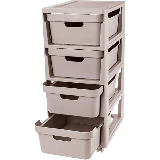 Комод BP_на колесах LUXE, 4 ящика, 300х385х690 мм (Светло-бежевый)