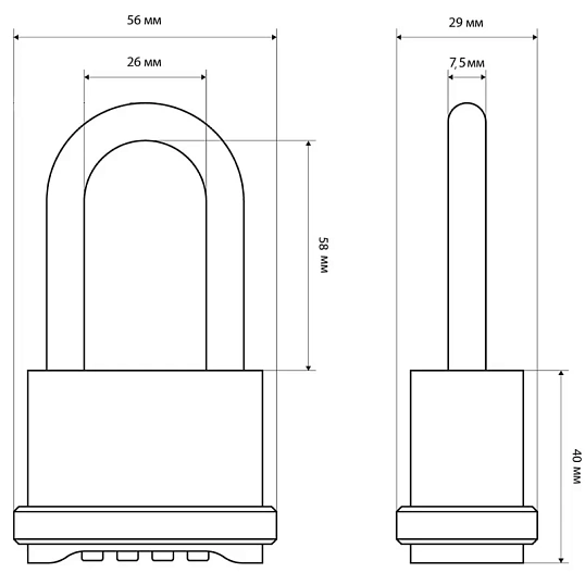 Замок навесной кодовый_УЗК Булат ВС 564-01 (41xd=7x58) ЦАМ золото(дл.дужка)