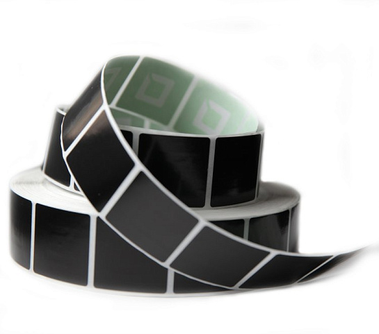 Этикетка гибкая деактивируемая 40 х 40 мм черные (РЧ),  2000 шт/уп