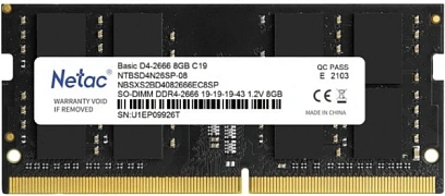 Модуль памяти Netac DDR4 SODIMM 8b (NTBSD4N26SP-08) 2666МГц