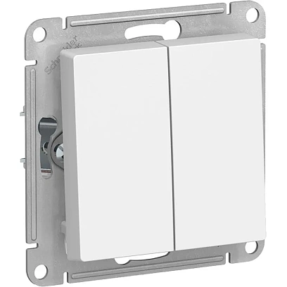 Выключатель двуклавишный Systeme ElectricAtlasDesign10А IP20 бел(ATN000151)