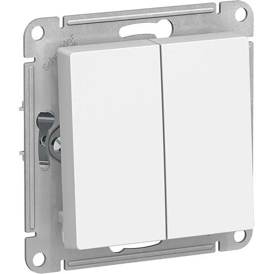 Выключатель двуклавишный Systeme ElectricAtlasDesign10А IP20 бел(ATN000151)
