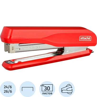 Степлер Attache MSR2430 (№24/6-26/6) до 30 лист.,металл, красный
