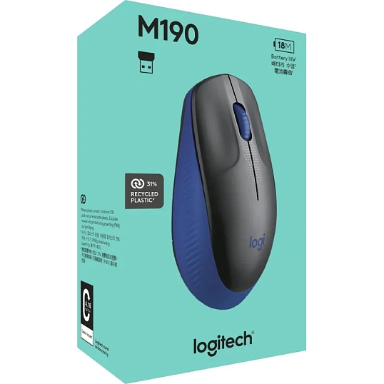 Мышь компьютерная Logitech беспр. M190 Wireless BLUE 910-005907
