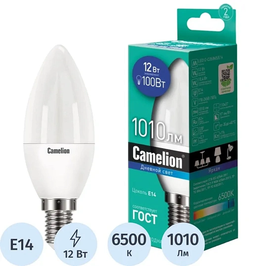 Лампа светодиодная Camelion LED12-C35/865/E14 12Вт 220В