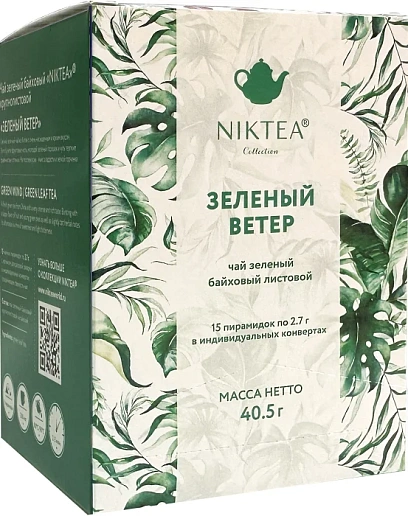 Чай зеленый Niktea Зеленый Ветер 2,7гр.х15 пак