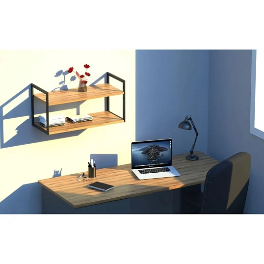 Полка TI_настен/настоль Комус Онега-6 250х600 мет чер/ЛДСП дуб вотан