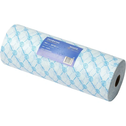 Салфетка спанлейс в рулоне 30х40, голубой, пл.50, 100шт/рул, 10288(0889)