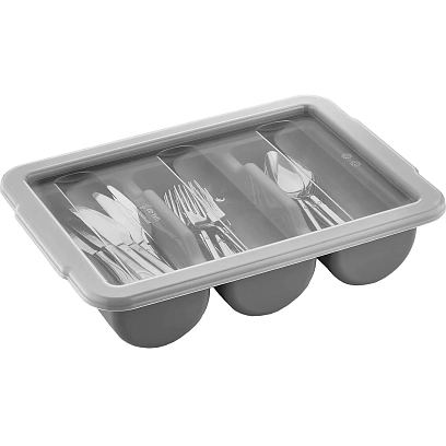 Лоток для столовых приборов (органайзер) 3секц 40х29х9,5см.серая, п/п 76905