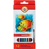 Карандаши акварельные цветные KOH-I-NOOR FISH 12цв/наб,  3716012004KSRU