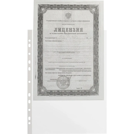 Файл-вкладыш А4, 40мкм, Attache, с перфорацией, гладкий 100 шт/уп