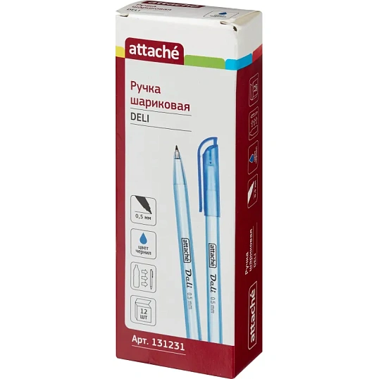 Ручка шариковая неавтомат. Attache Deli 0,5мм синий маслян.осн Россия
