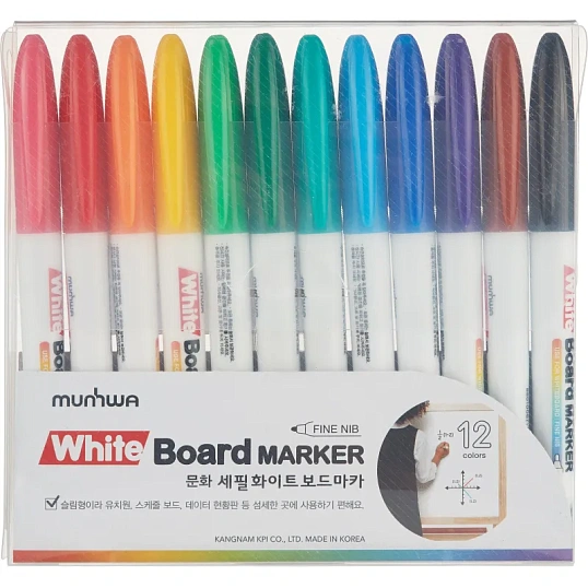 Маркер для белых досок MunHwa 2 мм набор 12 цветов