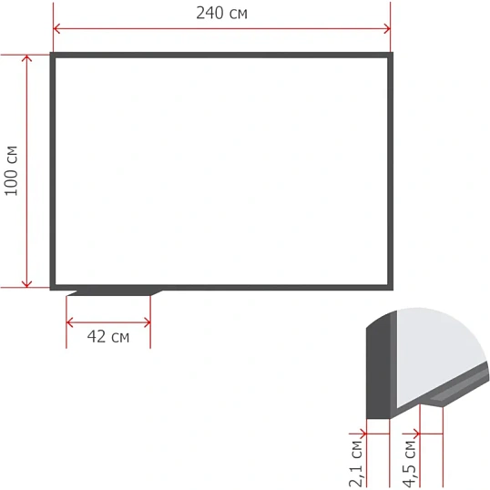 Доска магнитно-маркерная 100х240 лак Комус Premium алюмин. рама