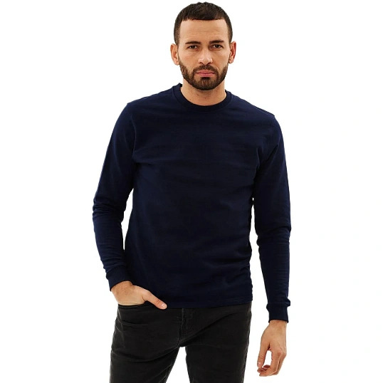 Толстовка 100% хб (240г) без капюшона, цв.темно-синий, размер XXXL