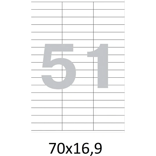 Этикетки самоклеящиеся   70х16,9 мм / 51 шт на лист А4 100листов