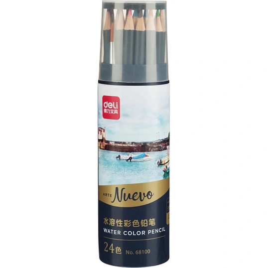 Карандаши акварельные Deli Arte Nuevo липа 24 цв/наб мет.туб. 68100