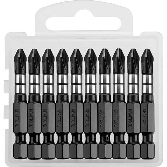 Бита KRAFTOOL Impact Pro PH2, 50мм, тип Е, 10шт/уп (26191-2-50-S10)