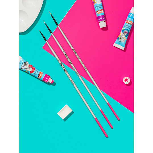 Кисть художественная Комус Арт синтетика средн.жест,кругл,№00,длинная ручка