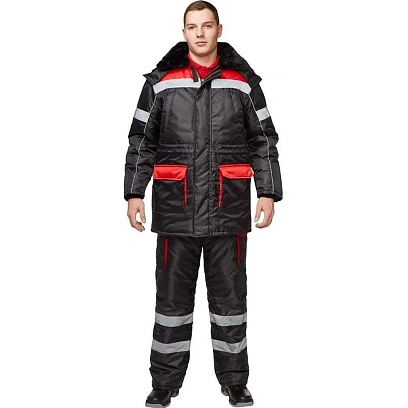 Костюм рабочий зимний муж з26-КПК черн/красн (р.64-66) 170-176