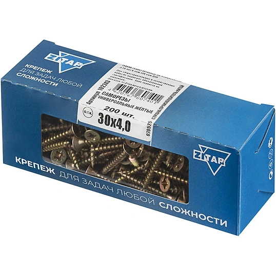 Саморезы универсальные  30х4,0 мм (200 шт/уп) желтые  Zitar (102243)