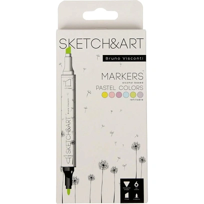 Набор маркеров ДВУСТ.СКЕТЧ-МАРКЕРЫSKETCH&ART.ПАСТЕЛ.ЦВЕТА,6 ЦВ,22-0081/03